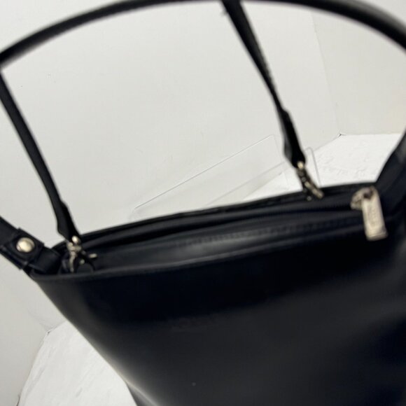 Lovie Paris Black Leather Small Shoulder Bag Purse Zip Closure Y2K Vintage Made - Picture 11 of 16